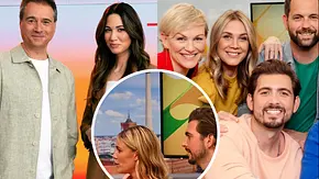 Links die Moderatoren von RTL am Morgen, rechts das „Frühstücksfernsehen“-Team, in einem Kreis in der Mitte Chris Wackert und Alina Merkau schauen erschrocken zur Seite. - Foto: RTL und Sat.1 Links die Moderatoren von RTL am Morgen, rechts das „Frühstücksfernsehen“-Team, in einem Kreis in der Mitte Chris Wackert und Alina Merkau schauen erschrocken zur Seite. - Foto: RTL und Sat.1