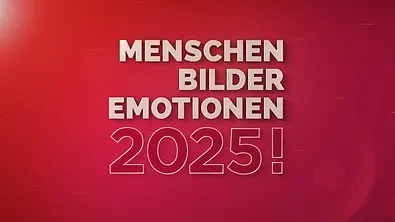Weiße Schrift vor rotem Hintergrund: „MENSCHEN BILDER EMOTIONEN 2025!“. - Foto: RTL