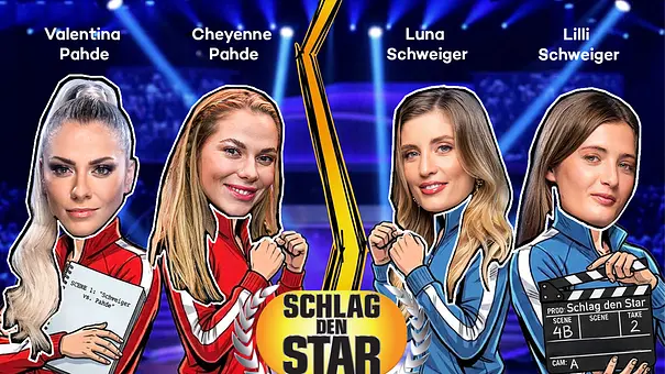 Das Schlag den Star Artwork zeigt Valentina und Cheyenne Pahde gegen Luna und Lilli Schweiger - Foto: Joyn Das Schlag den Star Artwork zeigt Valentina und Cheyenne Pahde gegen Luna und Lilli Schweiger - Foto: Joyn