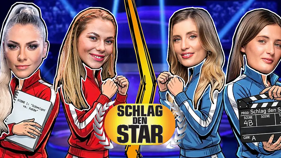 Valentina und Cheyenne Pahde gegen Luna und Lilli Schweiger bei Schlag den Star Das Schlag den Star Artwork zeigt Valentina und Cheyenne Pahde gegen Luna und Lilli Schweiger