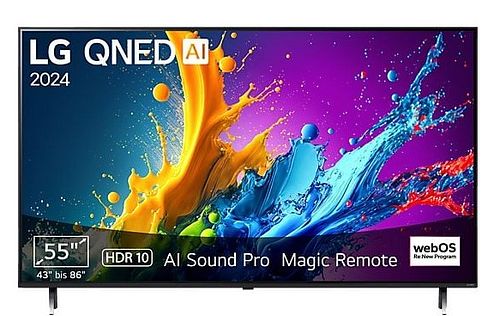 LG 55QNED80T6A LG QNED TV (Flat, 55 Zoll / 139 cm, UHD 4K, SMART TV)