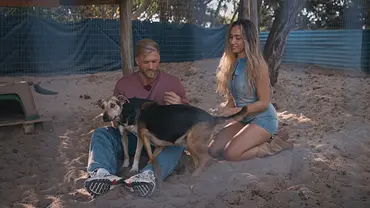 Sebastian Paul und Die Bachelors-Favoritin Nadja beim Kuscheln mit einem Hund. - Foto: RTL Sebastian Paul und Die Bachelors-Favoritin Nadja beim Kuscheln mit einem Hund. - Foto: RTL