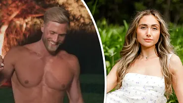 Collage zeigt Bachelor Sebastian Paul oberkörperfrei und Nadja im Blümchenkleid.  - Foto: RTL und RTL / Charlie Sperring