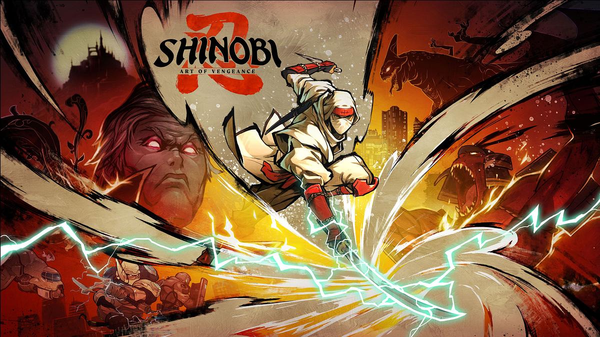 Shinobi Art of Vengeance Artwork Das Artwork von Shinobi: Art of Vengeance zeigt im Comic-Stil einen Ninja, der mit seinem Schwert durch die Bildmitte schlägt