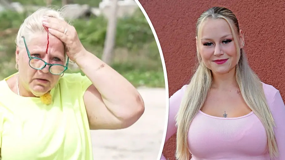 Sarah-Jane Wollny spricht über Unfall von Mama Silvia Collage: Silvia Wollny blutet am Kopf; Sarah-Jane Wollny posiert im rosafarbenen Kleid