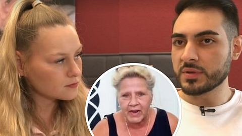 Sarah-Jane Wollny schaut Tinush ernst an. In der Mitte: Silvia Wollny mit wütendem Blick - Foto: Instagram/Silvia Wollny und RTL2