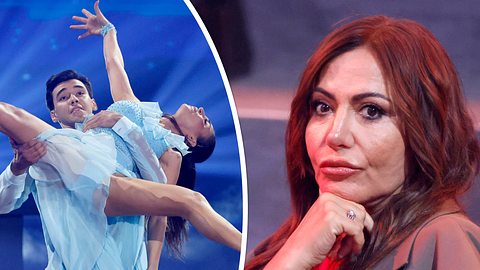 Collage: Diego Pooth und Ekaterina Leonova bei einer Hebefigur, Simone Thomalla mit skeptischem Blick - Foto:  IMAGO / Panama Pictures