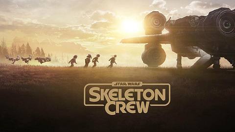 Auf dem Poster der Star Wars Serie Skeleton Crew sind mehrere Kinder zu sehen, die zu einem Raumschiff laufen - Foto: IMDB