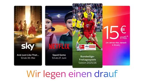 Alle Sky Serien inklusive Netflix​ und Freitagsspiele der Bundesliga