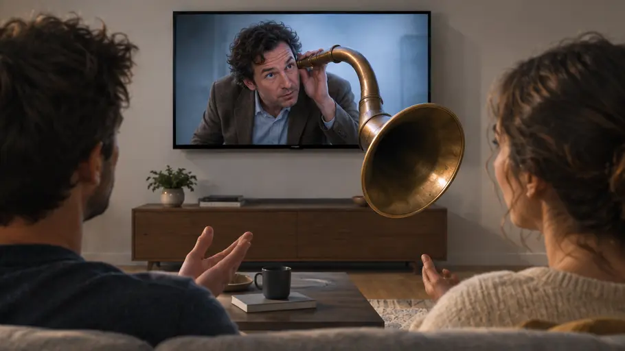 Fernseher belauscht Pärchen im Wohnzimmer Fernseher belauscht Pärchen im Wohnzimmer