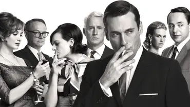 Die Besetzung aus  „Mad Men“ auf einem Schwarz-Weiß-Bild. - Foto: TMDB