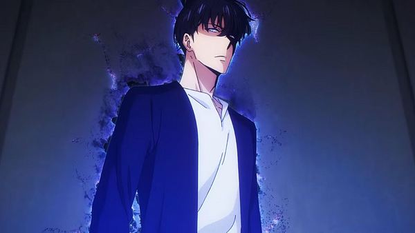 Jin-woo steht von seiner Aura umhüllt vor einer Wand. Er schaut mit einem konzentrierten, wütenden Blick nach vorne - Foto: Solo Leveling Animation Partners