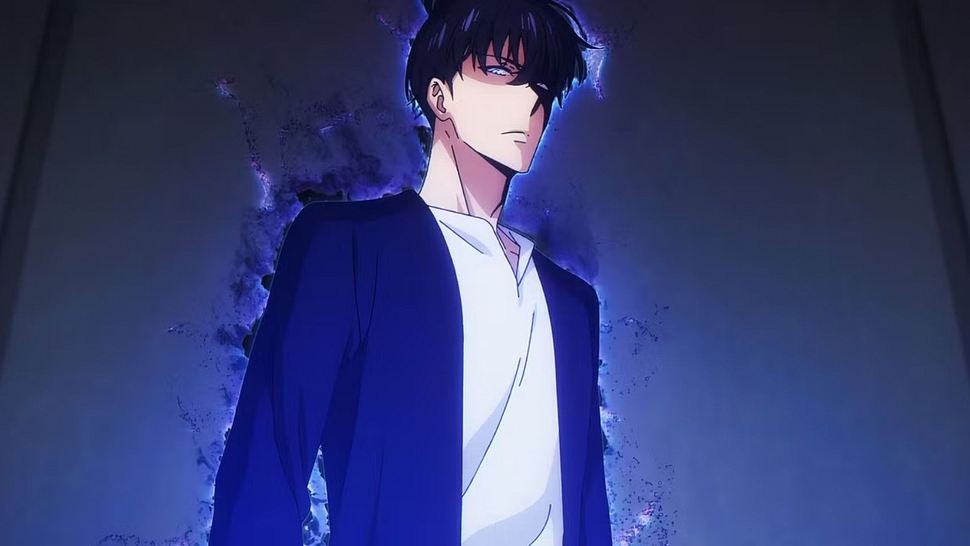 Jin-woo steht von seiner Aura umhüllt vor einer Wand. Er schaut mit einem konzentrierten, wütenden Blick nach vorne - Foto: Solo Leveling Animation Partners