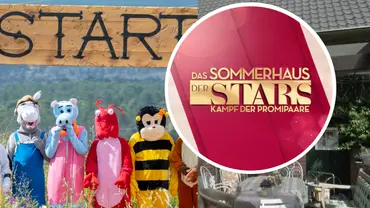 Collage zeigt Sommerhaus-Kandidaten bei einem Spiel, darüber das Wort Start, den berühmten Außenbereich mit dem Tisch und das Logo der Sendung. - Foto: RTL Collage zeigt Sommerhaus-Kandidaten bei einem Spiel, darüber das Wort Start, den berühmten Außenbereich mit dem Tisch und das Logo der Sendung. - Foto: RTL