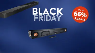 Zwei Soundbars vor einem Black Friday Schriftzug. - Foto: TV Movie / PR