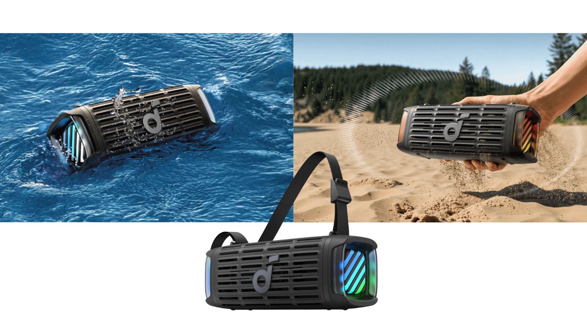 Soundcore Boom 3i Soundcore Boom 3i im Wasser, Sand und freigestellt