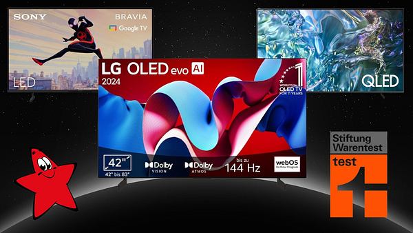 stiftung warentest fernseher angebote - Foto: LG/Sony/Samsung/Stiftung Warentest