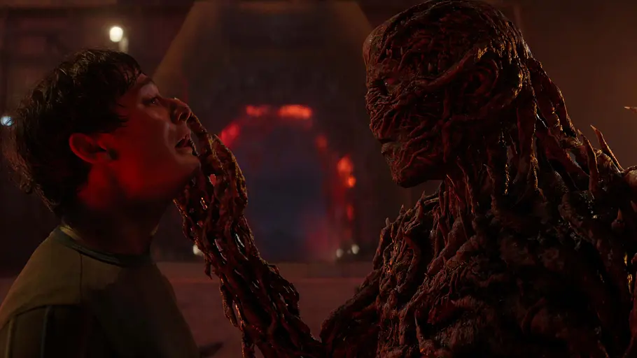„Stranger Things 5“ Noah Schnapp als Will Byers und Jamie Campbell Bower als Vecna in „Stranger Things 5“.