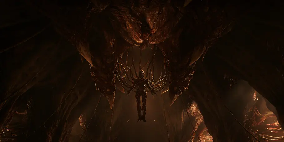 Vecna in Stranger Things Staffel 5 Finale hängt im Pain Tree