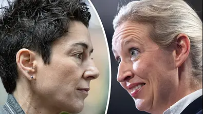 Dunja Hayali und Alice Weidel - Foto: IMAGO / Bernd Elmenthaler und IMAGO / Funke Foto Services Dunja Hayali und Alice Weidel - Foto: IMAGO / Bernd Elmenthaler und IMAGO / Funke Foto Services