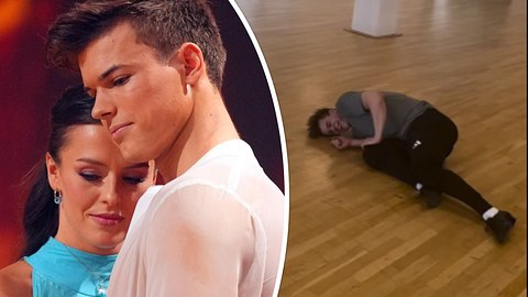 Collage: Patricija Ionel schmiegt sich an Taliso Engel, rechts: Taliso krümmt sich auf dem Boden - Foto: RTL / Stefan Gregorowius und Instagram/Taliso-Engel