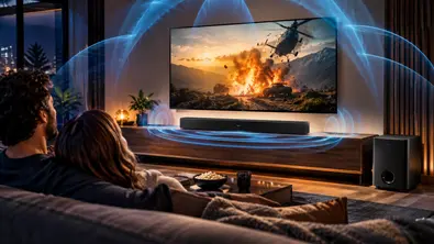Ein paar sieht sich einen Film mit tollem Sound an - Foto: TV Movie / KI generiert Ein paar sieht sich einen Film mit tollem Sound an - Foto: TV Movie / KI generiert