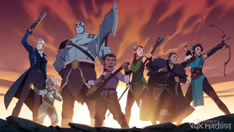 Die Charaktere der Animationsserie The Legend of Vox Machina posieren auf einem Hügel - Foto: IMDB