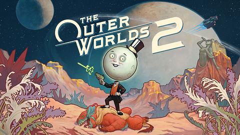 Das Keyart zu The Outer Worlds 2 zeigt in Comic-Grafik den Mond-Mann mit Kanone, der auf einem toten Alien steht - Foto: Xbox / Obsidian