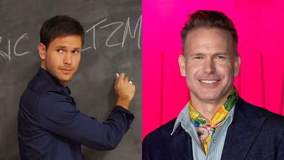 Der „The Vampire Diaries“-Cast damals und heute Links sehen wir Alaric, der seinen Namen an die Tafel schreibt, rechts einen strahlenden Matt Davis.