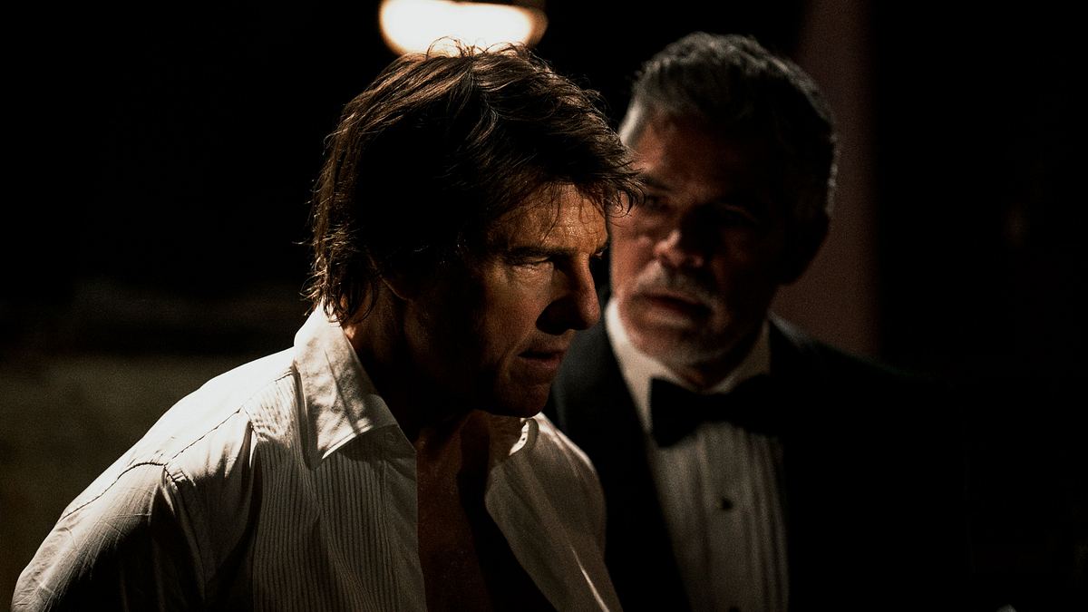 Tom Cruise als Ethan Hunt und Esai Morales als Gabriel in „Mission: Impossible – The Final Reckoning“. Tom Cruise als Ethan Hunt und Esai Morales als Gabriel in „Mission: Impossible – The Final Reckoning“.