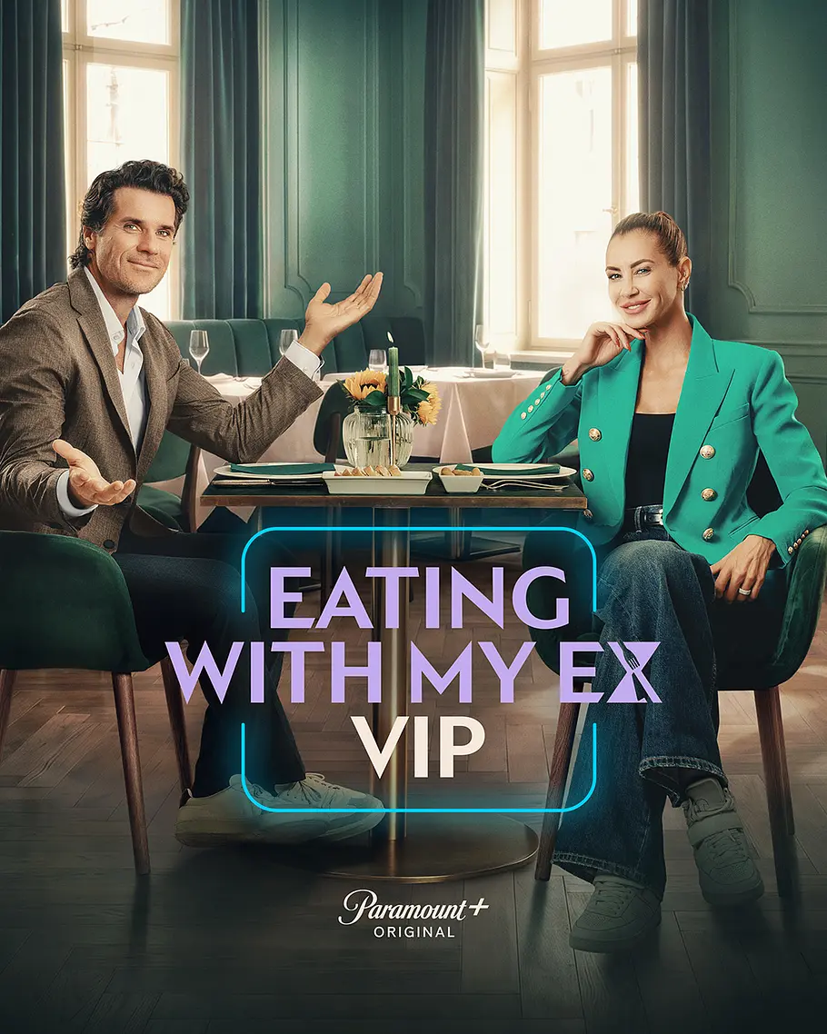 Tommy Haas und Alessandra Meyer-Wölden sitzen an einem gedeckten Tisch. Darüber steht „Eating with my Ex VIP“.