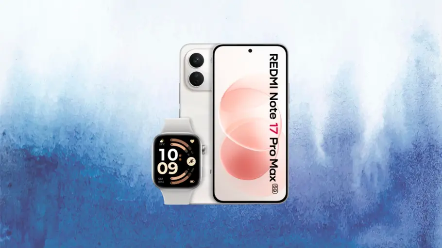 tvm-coop-xiaomi-redmi-bundle-blau Xiaomi Redmi Note 17 Pro Max vor blau weißen Hintergrund mit Xiaomi Smartwatch