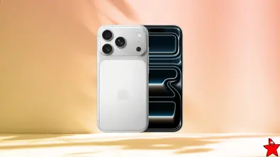 iPhone 17 Pro in Silber vor orangenen Hintergrund.  - Foto: TV Movie / Blau / Canva