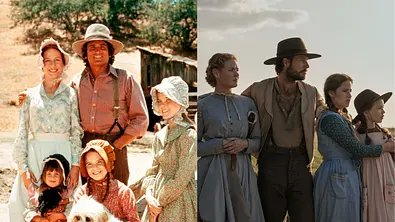 So sieht die Familie Ingalls im Netflix-Reboot von „Unsere kleine Farm“ aus. - Foto: IMAGO / Ronald Grant; Eric Zachanowich/Netflix 