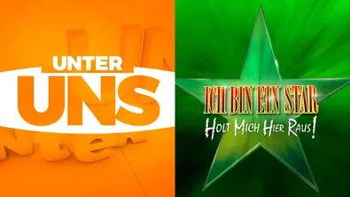 Die Logos von „Unter Uns“ (links) und „Ich bin ein Star – Holt mich hier raus! (rechts) als Collage  - Foto: Collage: RTL