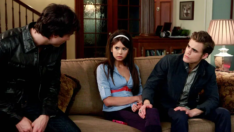 „Vampire Diaries“ Ian Somerhalder, Nina Dobrev und Paul Wesley in „The Vampire Diaries“.