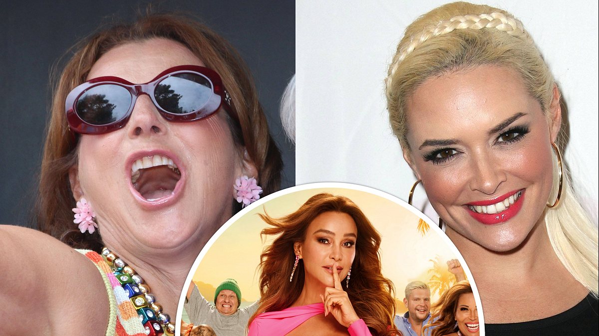 Collage: Claudia Obert grölt, Verona Pooth legt den Finger auf den Mund, Daniela Katzenberger lacht