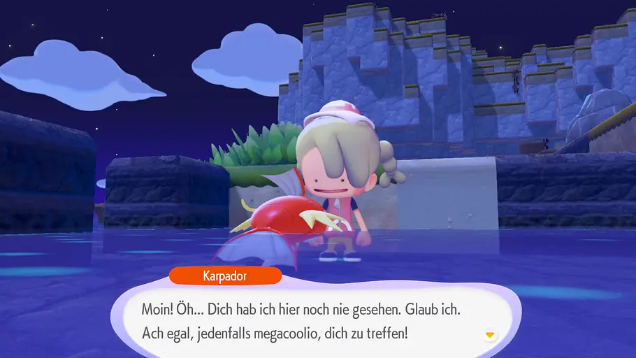 Ditto in menschlicher Form mit Karpador.