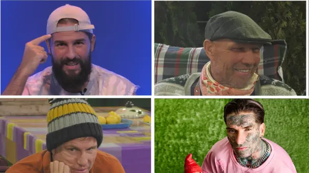 Eine Collage zeigt vier Männer, drei mit Kopfbedeckung und einen mit Gesichtstattoos, rosa Shirt und Gartenzwerg in der Hand. - Foto: John Eine Collage zeigt vier Männer, drei mit Kopfbedeckung und einen mit Gesichtstattoos, rosa Shirt und Gartenzwerg in der Hand. - Foto: John