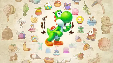 Yoshi in der Mitte, umgeben von diversen kuriosen Tierwesen. - Foto: Nintendo