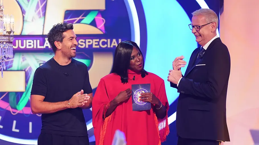 „Wer wird Millionär? 25 Jahre - Das große Jubiläums-Special“ Elyas M´Barek, Motsi Mabuse und Günther Jauch beim „Wer wird Millionär? 25 Jahre - Das große Jubiläums-Special“.