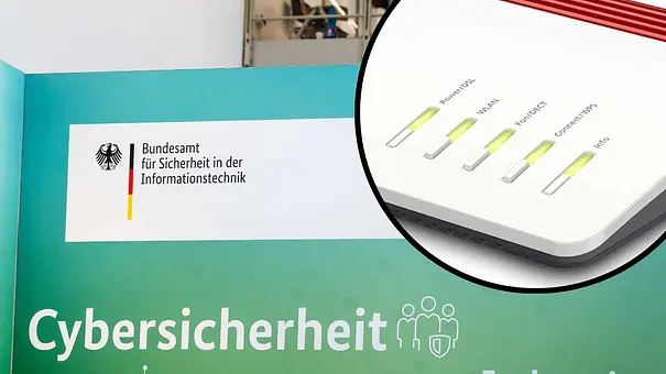 Bildmontage eine WLAN-Routers und dem Bundesamt für Sicherheit in der Informationstechnik - Foto: IMAGO/Bihlmayerfotografie (TVM-Montage) Bildmontage eine WLAN-Routers und dem Bundesamt für Sicherheit in der Informationstechnik - Foto: IMAGO/Bihlmayerfotografie (TVM-Montage)