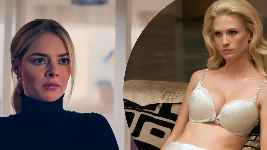 Samara Weaving und January Jones Man sieht eine Collage von Samara Weaving und January Jones.