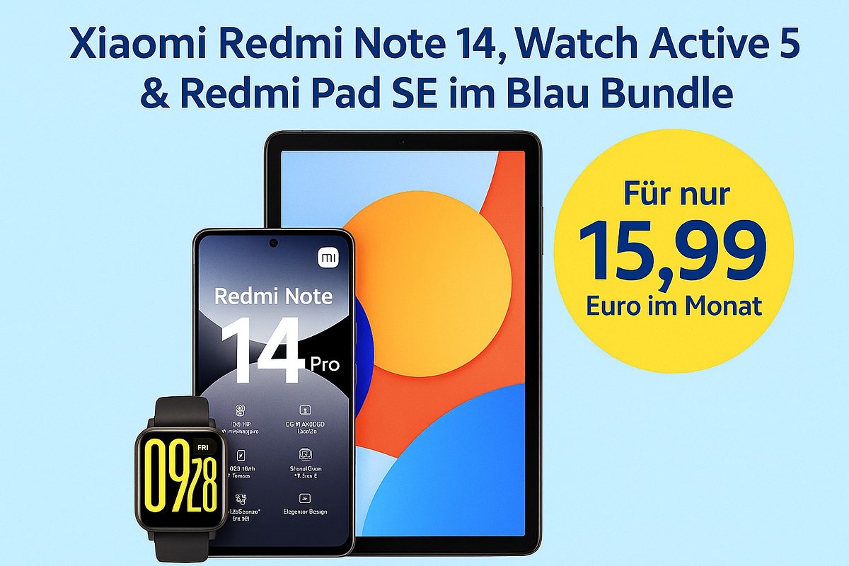 Xiaomi Redmi Note 14 Pro, Watch Active 5 & Redmi Pad SE im Blau Bundle Xiaomi Redmi Note 14 Pro, Watch Active 5 & Redmi Pad SE im Blau Bundle
