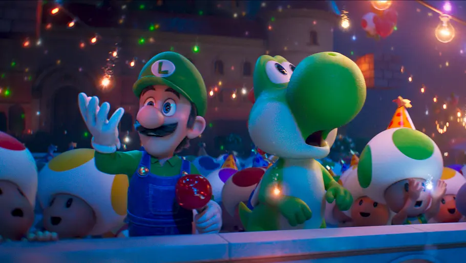 Luigi, Yoshi und die Toads in „Das Super Mario Galaxy Movie“ von Nintendo und Illumination