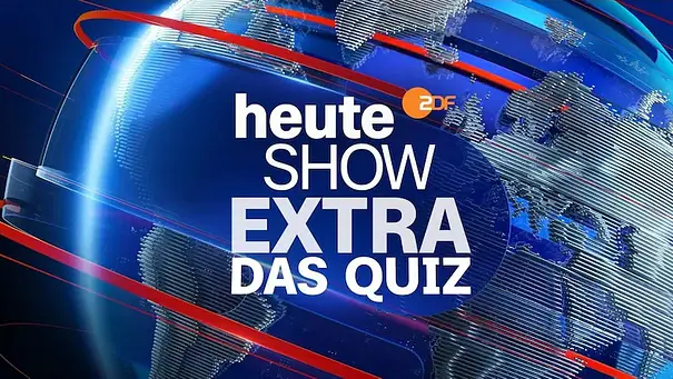 Logo der ZDF-Sendung „heute-show extra – Das Quiz“ vor einer blau-roten Weltkugel-Grafik. - Foto: ZDF Logo der ZDF-Sendung „heute-show extra – Das Quiz“ vor einer blau-roten Weltkugel-Grafik. - Foto: ZDF