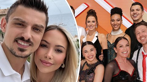 Collage: Links Zsolt mit Freundin Anna-Lena, rechts u.a. Patricija Ionel, Marie Mouroum und Alexandru Ionel - Foto: Instagram/zsolt_cseke und IMAGO / Future Image